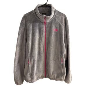 The North Face Fuzzy Fleece Jacket Womens Extra Extra Large Grey & Pink Full Zip